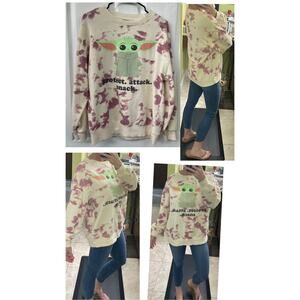 Star Wars women's medium crew neck long sleeve tie dye sweatshirt baby yoda